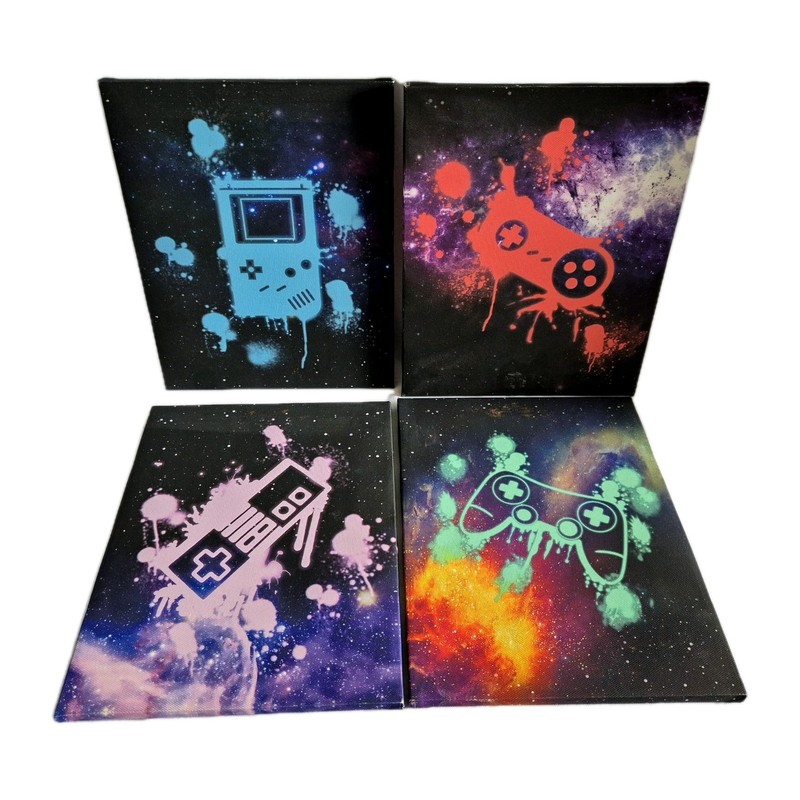 Game Controller Set of 4 Canvas Prints 8 x 10 inches Sawtooth Hook for Hanging