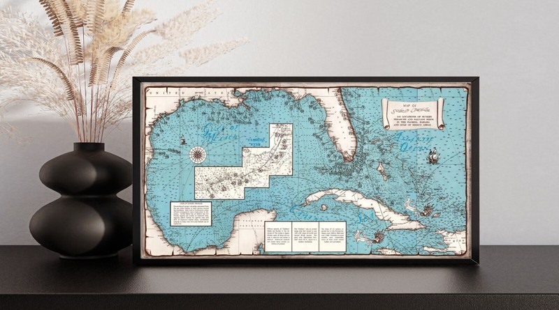 Sunken Treasure Map - Florida, Bahamas, Gulf of Mexico. 1 Map + 1 Index Poster gallery