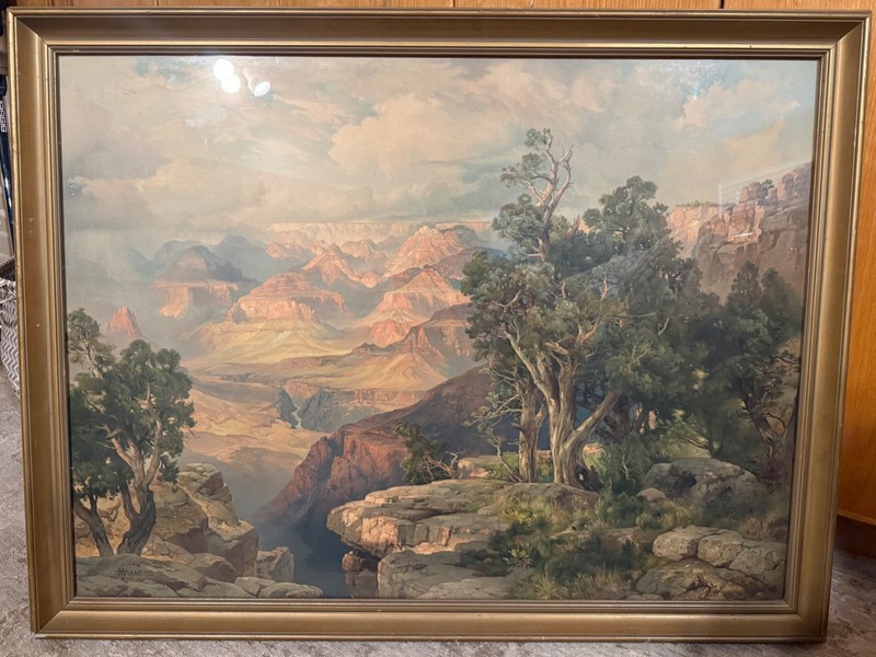 Antique 1912 Thomas Moran Chromolithograph, Grand Canyon, Collectible Art