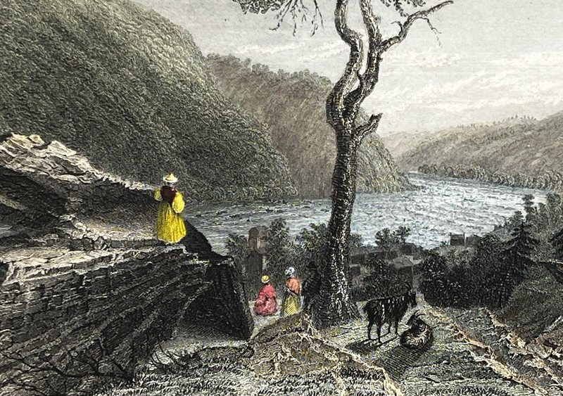 Orig. 1838 Print,Shenandoah Valley From Jefferson’s Rock,Harper’s Ferry,WV,Mated gallery
