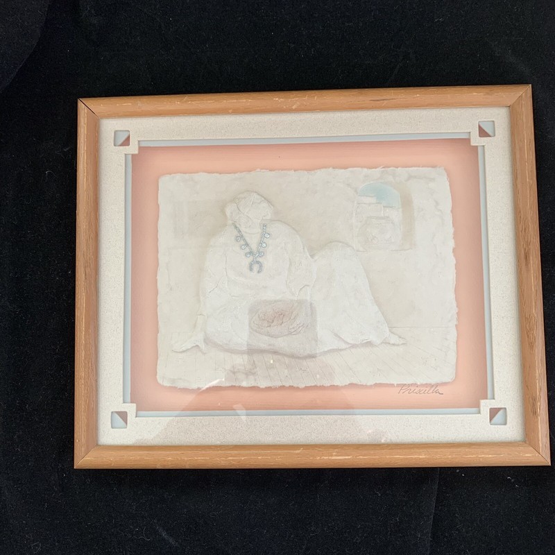 Native American Woman Pueblo “Repousse” PRINT Southwest Landscape Priscilla sign