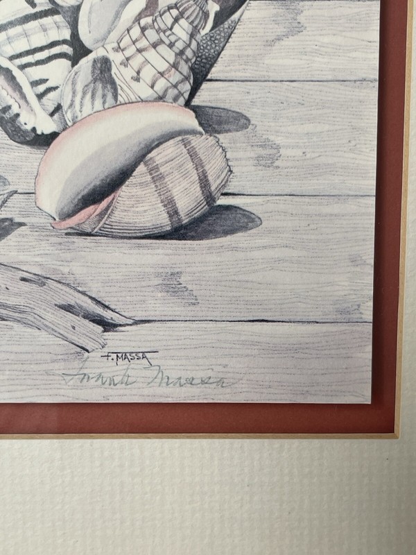 Frank Massa Seaside Still Life Beach Prints Signed Set (2) Coastal Coral Framed gallery