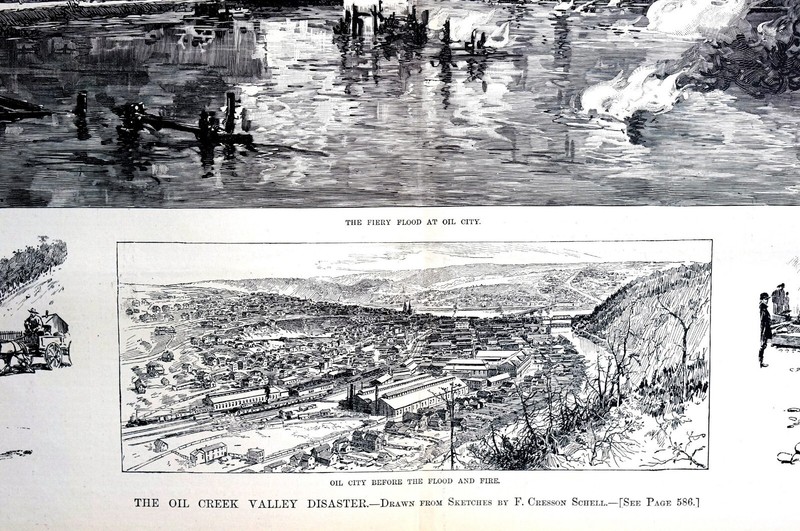 Oil Creek Valley Disaster 1892 SENECA STREET FOOD FIRE Harper's Weekly Print gallery