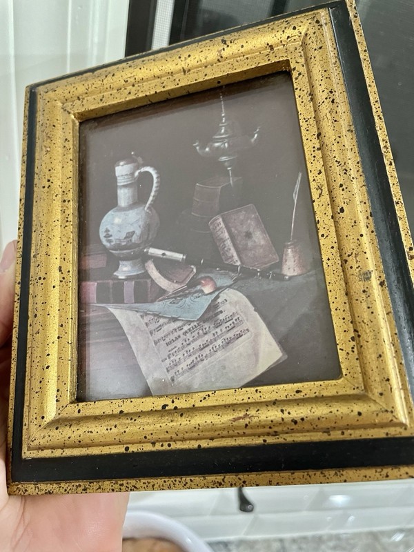 Vintage Gold Framed Print Picture Art Decor Old Scene Music Books +