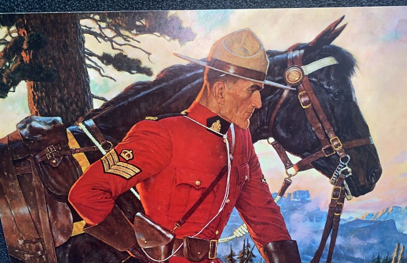 Vintage Friberg Canadian Mountie RCMP on Horseback w/ packhorse Northwest Paper gallery