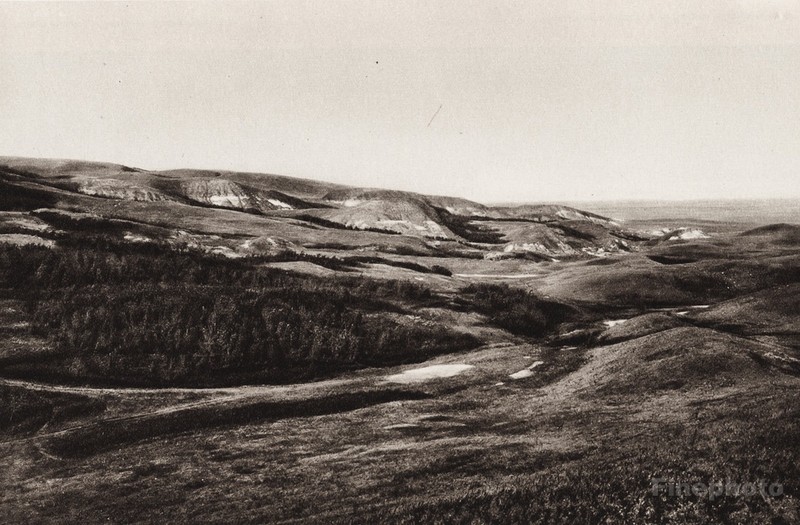 1925 Vintage CANADA ~ Dirt Hills South Saskatchewan Mountain Landscape Photo Art