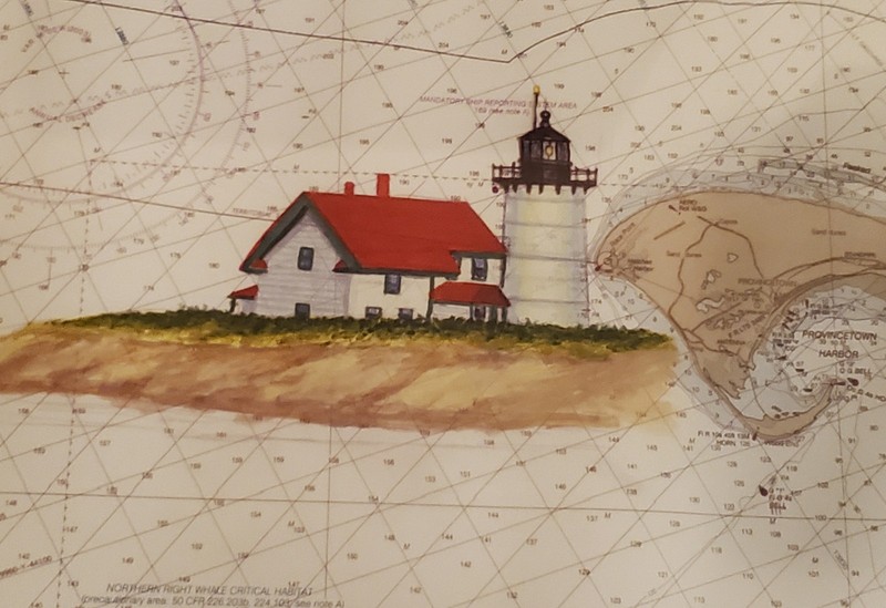 Lighthouses Cape Cod Bay Signed Numbered Print Soundings In Feet ROGER TIRRELL gallery