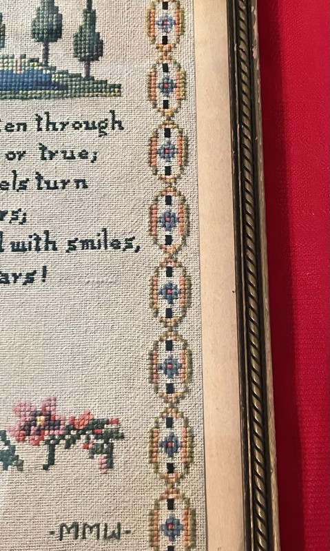 Antique 1917 Original Framed Litho Sampler Whimsical Poem By P F Volland Co. gallery