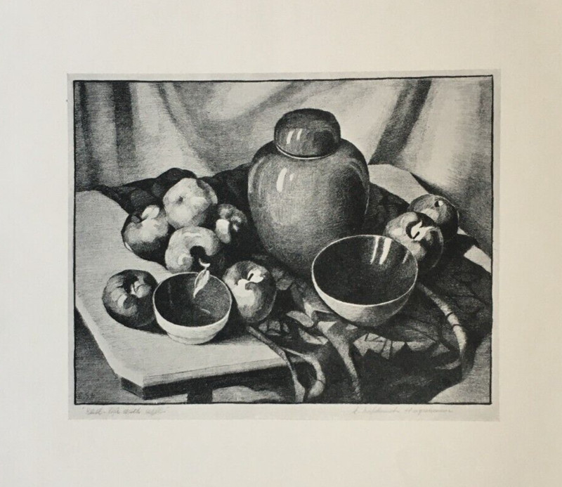 Still Life with Apples by E Sophonisba Hergesheimer – Antique Print 1937