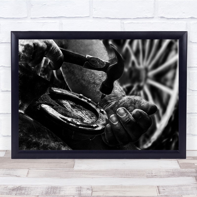 Blacksmith Horse Horseshoe Hammer Documentary Work Working Wall Art Print