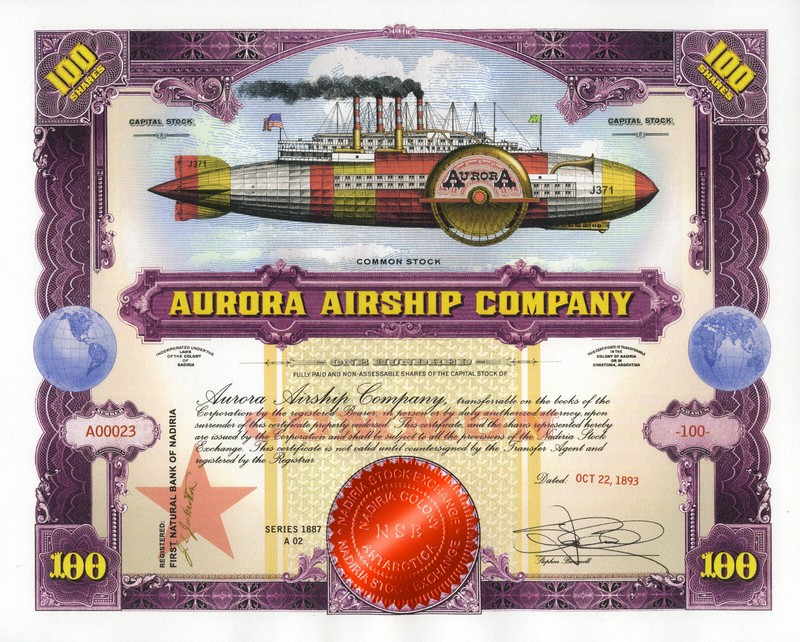 Steampunk Zeppelin Art Print – Airship – Fantasy Stock Certificate