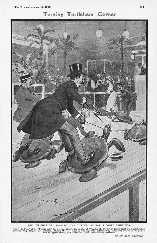 CHARLES CROMBIE Turning Turtleham Corner – Antique Comic Print 1908