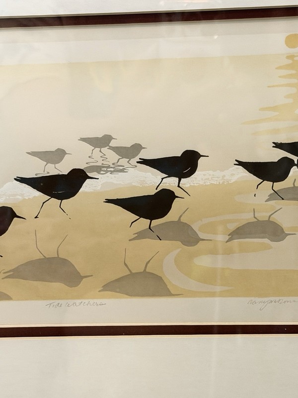 LE 3/102 1982 Serigraph Tide Watchers Birds On Beach Nancy Spaulding Print 20x15 gallery