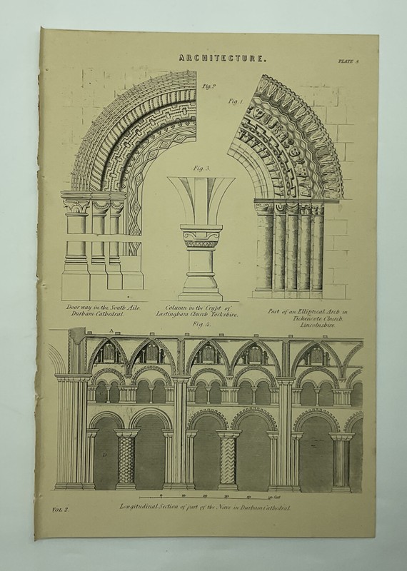 ARCHITECTURE Durham Cathedral 1880s Antique Print Original