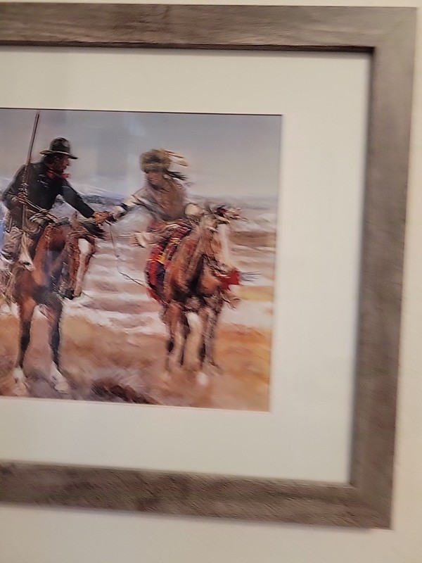 Doubtful Handshake by Charles Marion Russell Print Cowboy and Indian Horseback gallery