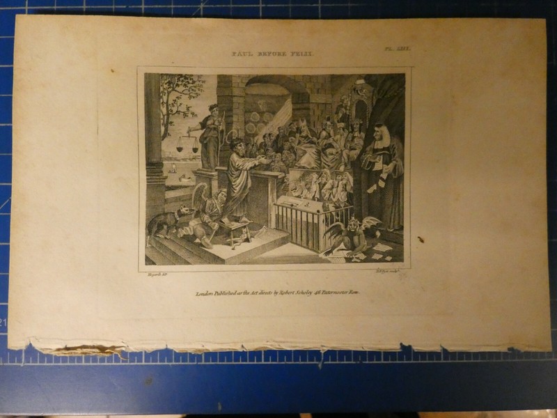 After William Hogarth steel engraving 13x22cm Paul before Felix H15191