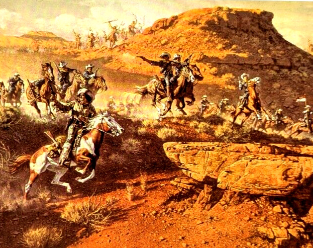 Frank McCarthy UNDER ATTACK Old West Cowboy Indian Art Bookplate Print 32