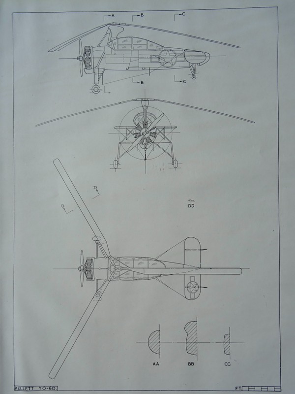 WW2 USA AMERICA Aircraft KELLETT YO-60 Scale Design Plan c1944