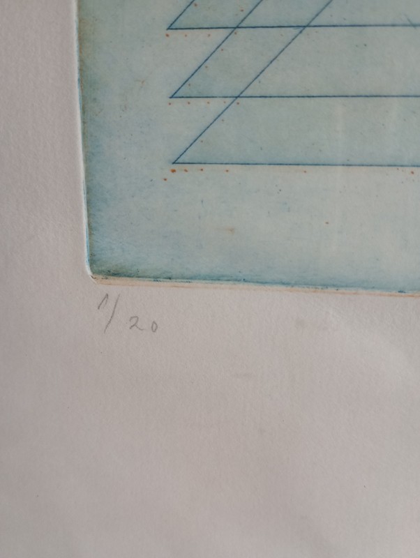 Rare Vtg Gisela Weimann Art Print Ltd Ed 1/20 Signed Modernist 1970 MCM 54x40cm gallery