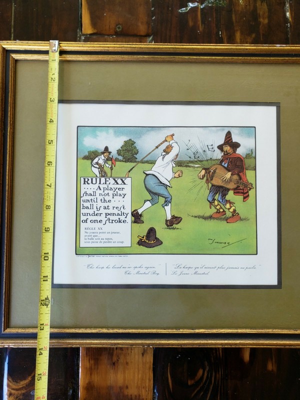 VTG Charles Crombie: Rules of Golf Print Framed Rule XX 20 Copyright Perrier gallery