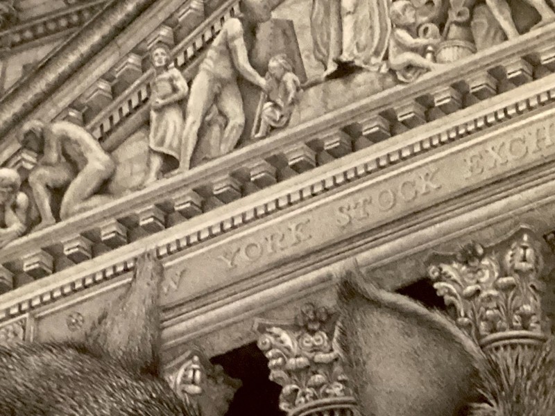 Poster Print Satirical Pigs in Suits Wall Street NY B & W Highly Detailed gallery