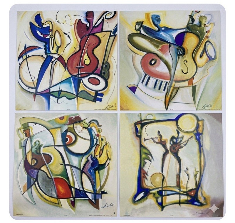 Set of 4 A.A Gockel Abstract Jazz Prints Avants Art MCM Gallery Wall