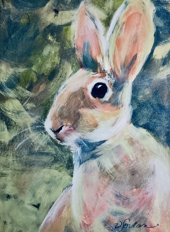 Painting Art Archival Print On Canvas Bunny Rabbit 12Hx9W