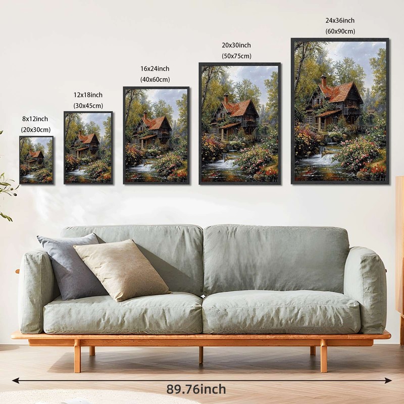 Cottage by the Stream Landscape Wall Art Canvas Oil Paintings Reproduction gallery