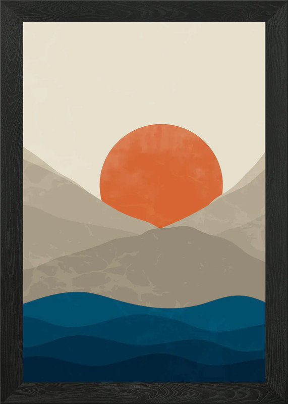 Sun and Mountain Art 2 Framed Wall Art Poster Canvas Print Picture