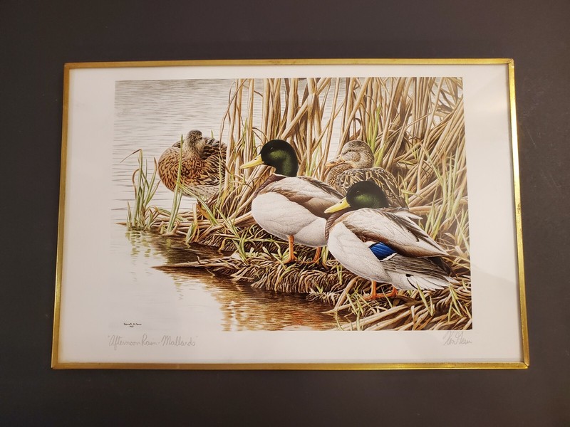 KENNETH A. FERRIS OPEN EDITION PRINT AFTERNOON RAIN MALLARDS VINTAGE