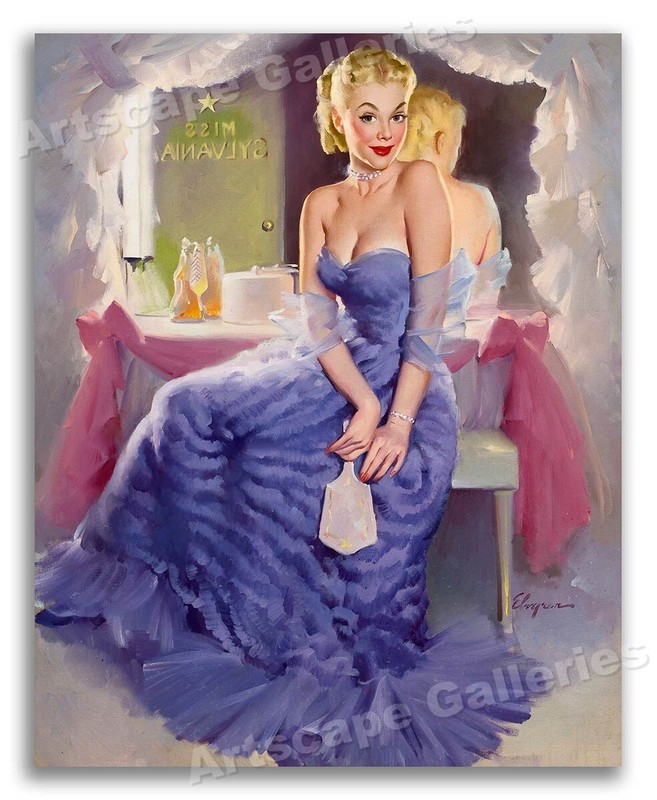 «Miss Sylvania Backstage» Vintage Style Elvgren Blonde PinUp Girl Poster – 16×20