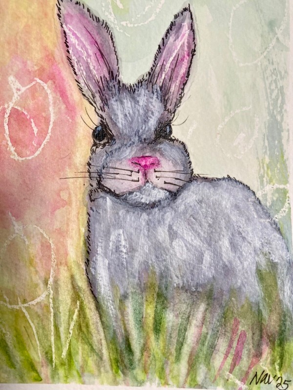 Bunny series original art print ready for Easter spring 5×7