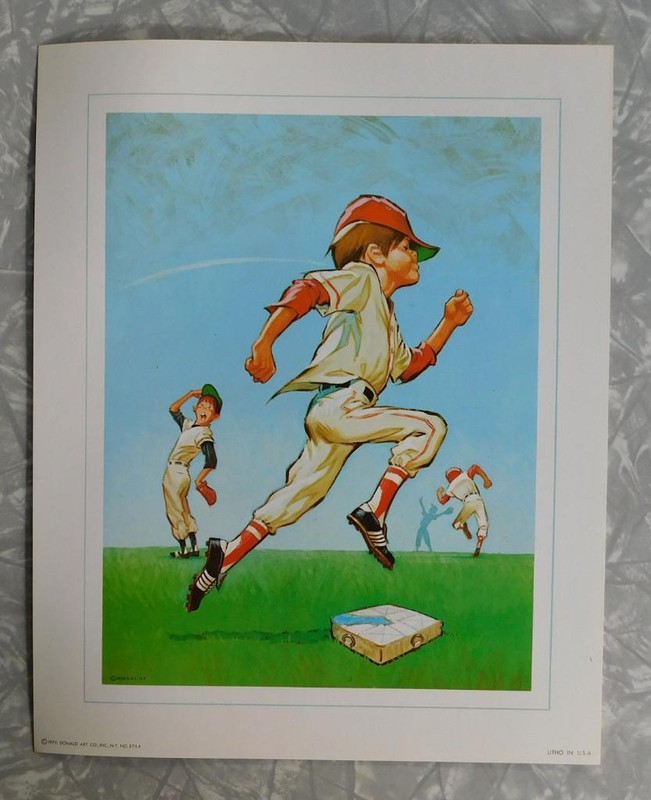 Lot 5 Vtg 1976 Pete Hawley Sports Kids Litho Prints NOS Tennis Hockey Baseball + gallery