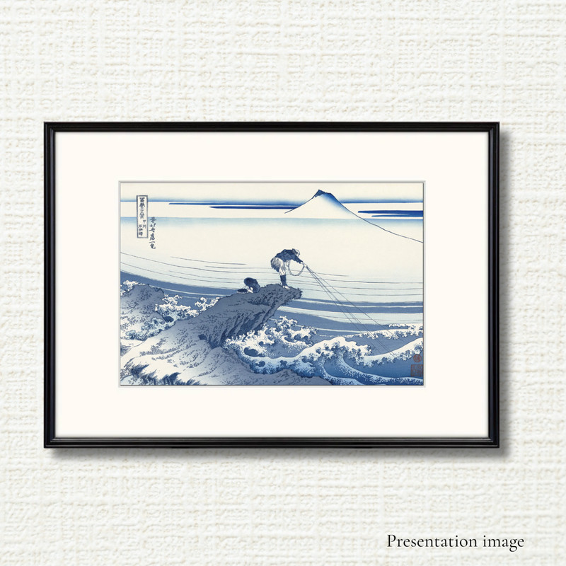 Hokusai Ukiyo-e Woodblock Print Kajikazawa Fuji 36 Views Framed Prussian Blue