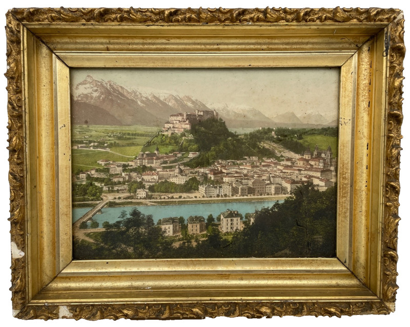 Heirloom Print Salzburg Austria Print Kapuzinergerg Ornate Gilded Frame 9x11"