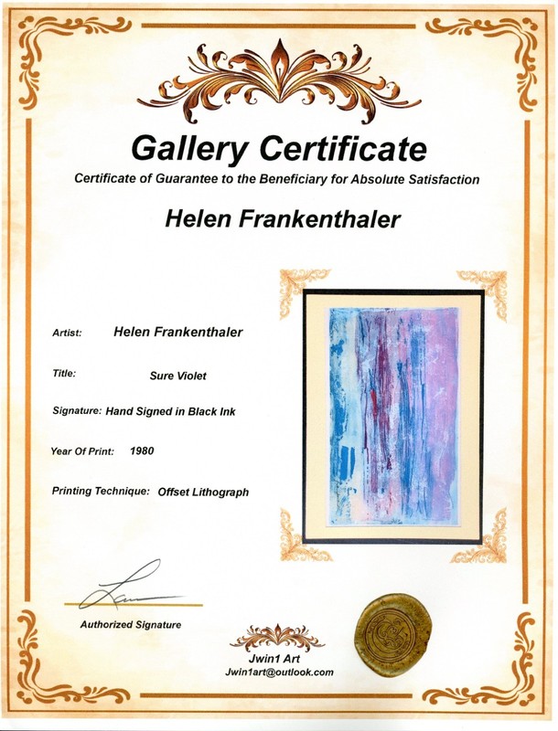 FRAME READY - Hand signed Helen Frankenthaler Lithograph - Matted - 20x16 Inch gallery