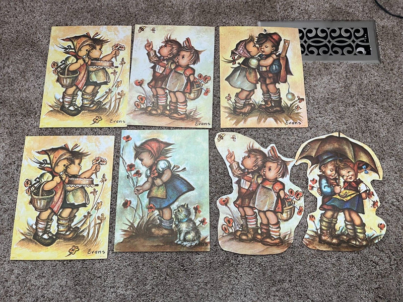 Lot of 7 Evans Litho Prints Hummel Kids Children Stapco 9×12»