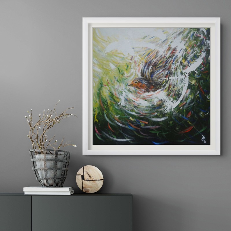 Passing Through, Framed Fine Art Print, Poster, Robin, Garden Birds gallery
