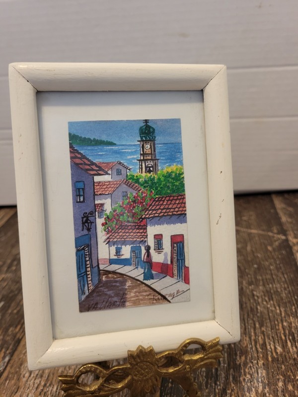 Vintage Mexican Village Street Art Print Spanish Framed