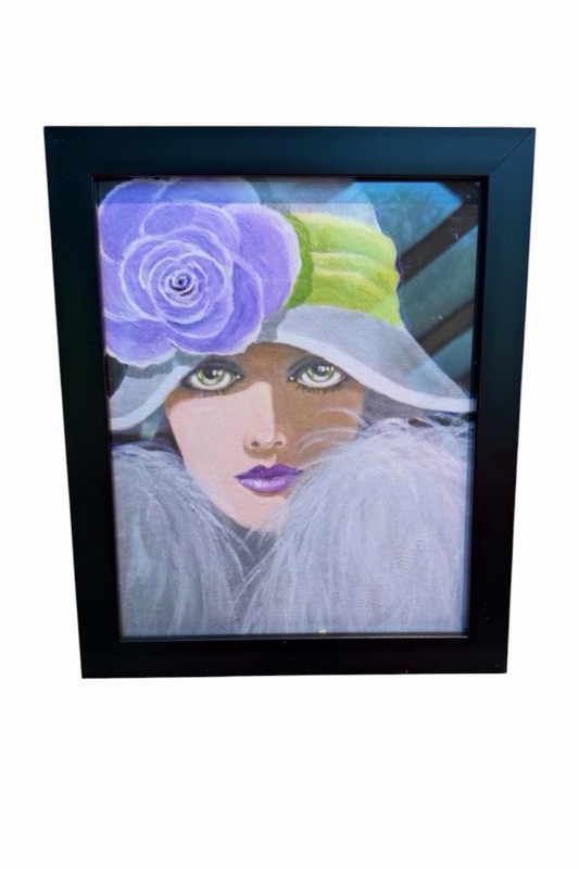 “Vintage Lady” Framed Fashion Portrait Wall Art – ~8” x ~10” Gallery Quality