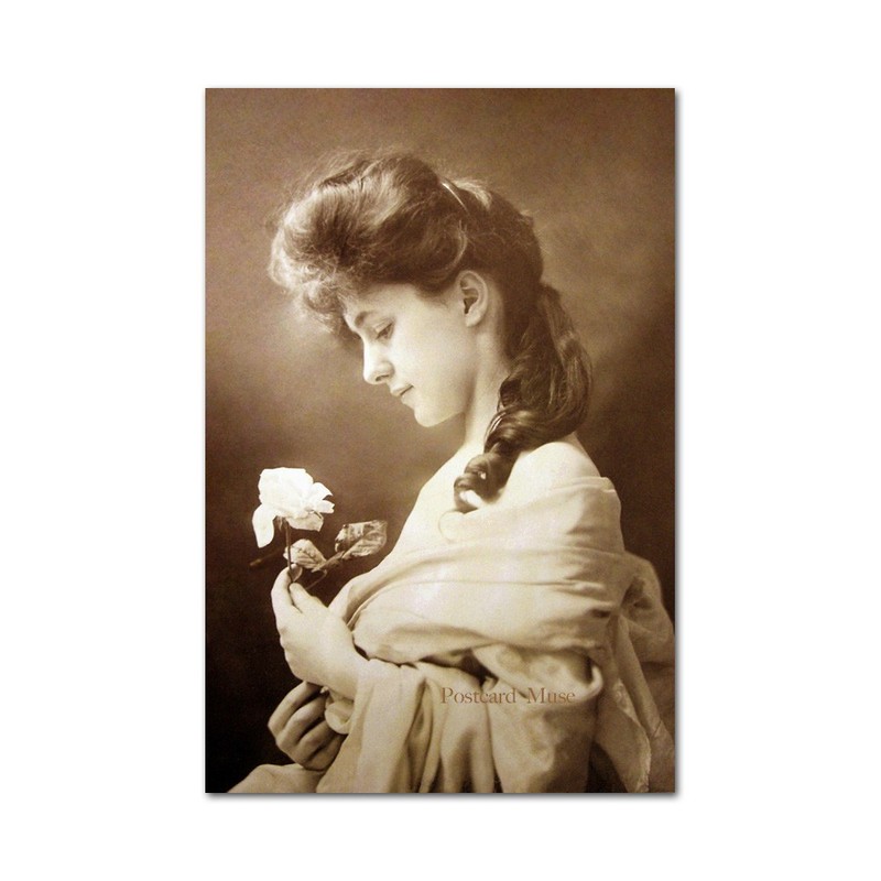 Actress Evelyn Nesbit With A Rose Antique Image 4×6 Art Paper Print