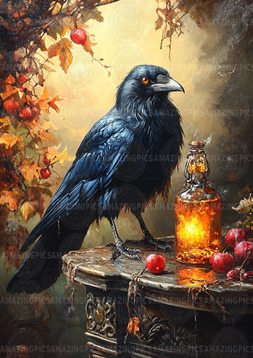 Gothic Crow Raven Dark Goth Victorian Baroque Still Life Giclee Print J41