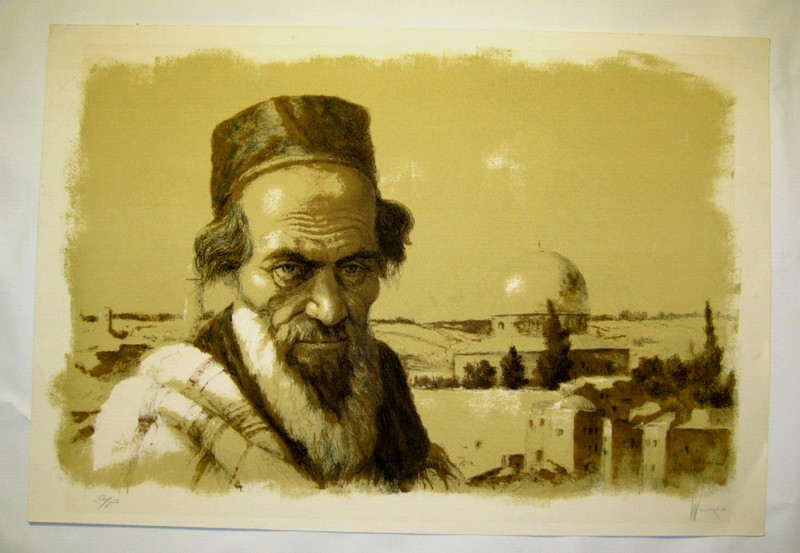 Original William Weintraub Artist Proof Judaica Lithograph The Elder Signed