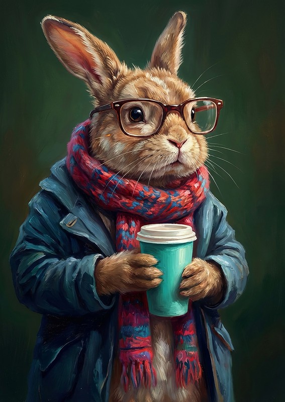 Hipster Rabbit | Print on Matte Paper | Funny Bunny Wall Art gallery