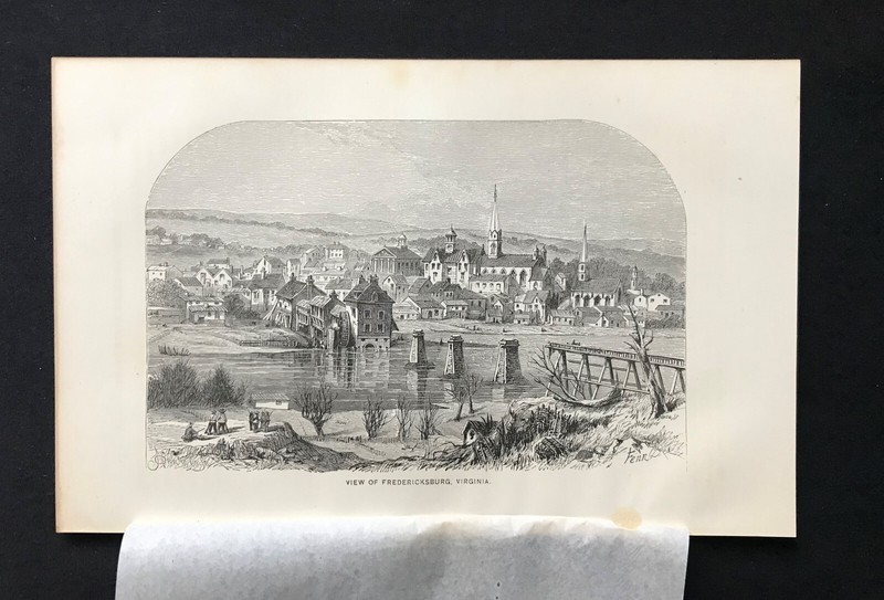 1865 civil war print Harry Fenn View of Fredericksburg, VA CSA USA Rebel Union