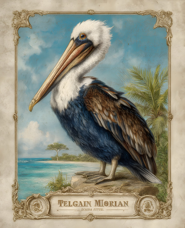 8x10 Brown Pelican Blue Sea Art Print - 833719348