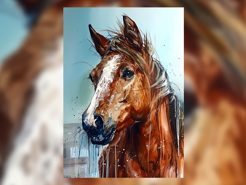 Chestnut Horse Ink Watercolor 5"x7" Print on Matte Paper | Equine Art gallery