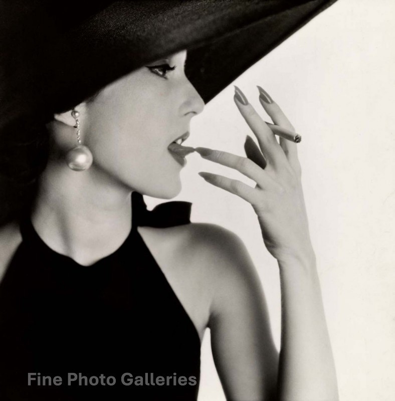 1951/91 Vintage IRVING PENN Female Hat Fashion Cigarette Quadritone Art On 11×14