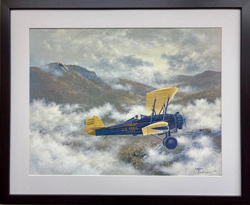 Robert Benjamin «Break in the Weather» Signed & # Framed Airplane Aviation Art