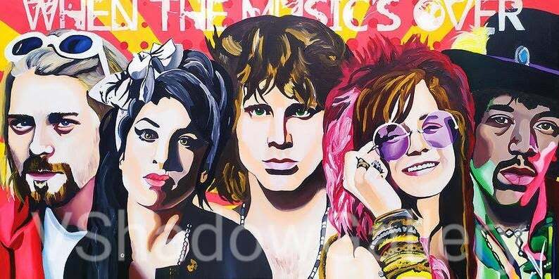 The 27 Club hand painted poster PRINT Kurt Cobain, Amy Winehouse, Jim Morrison